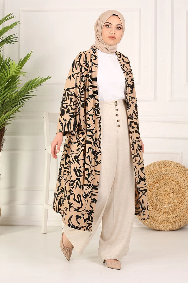 TUGBA outfit for Muslim Women Print Kimono Cardigan slamic Turkiye musulmano