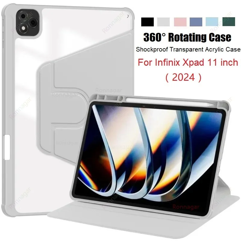 

Чехол-флип с держателем для стилуса и 360-градусным вращением из акрила для планшета Infinix X Pad 11 дюймов 2024