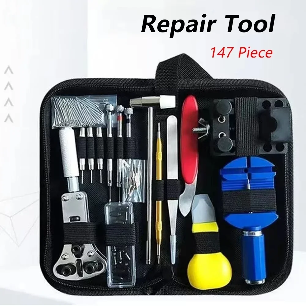 

147 Pcs Watch Opener Repair Tool Kit Watch Case Repairing Opener Strap Link Storage Bag Screwdriver Watchmaker Repair Tools kit