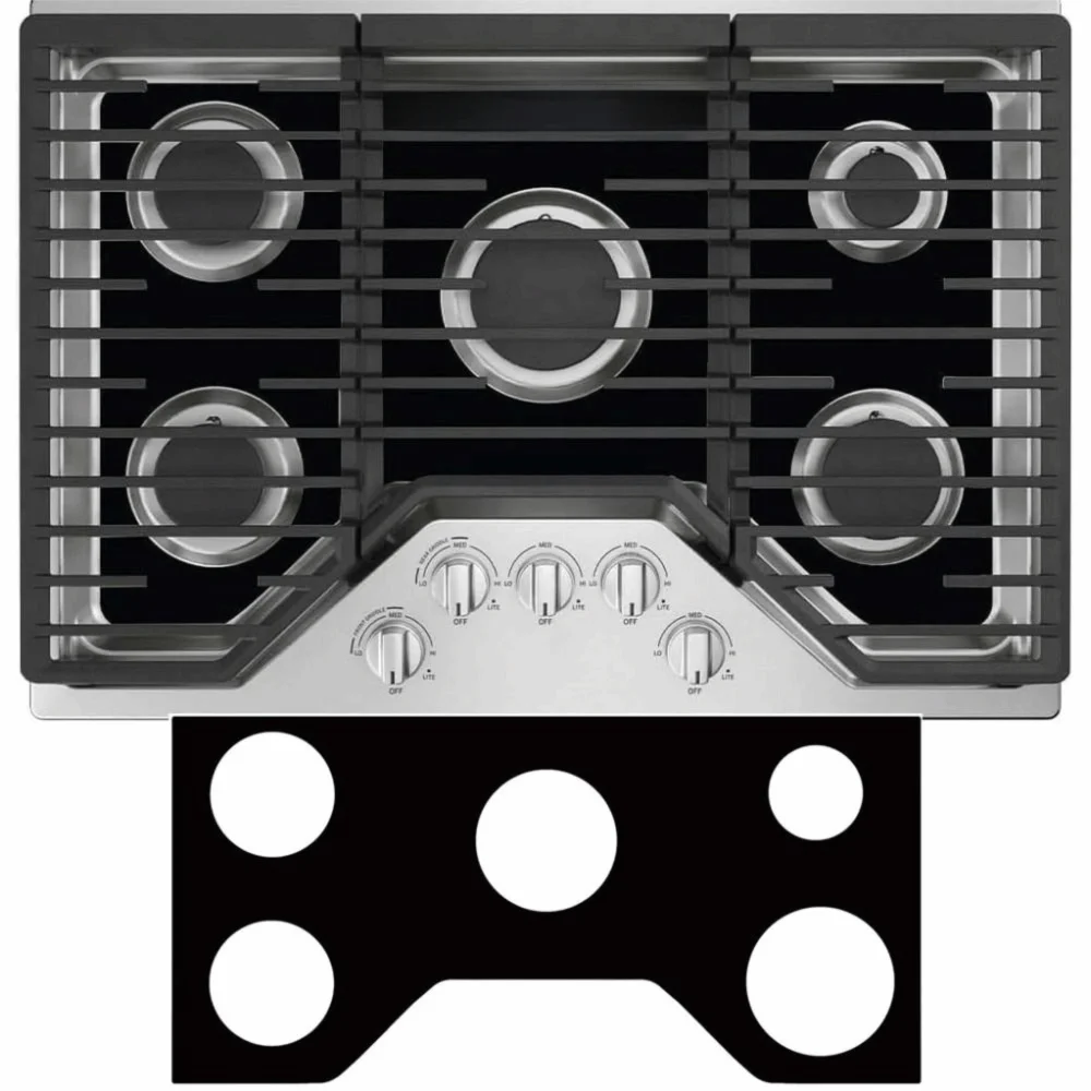 Nonstick Silicone Gas Stove Protector Mat Grease-proof Heat Resistant Gas Range Mat Black Rectangular Gas Stove Cover