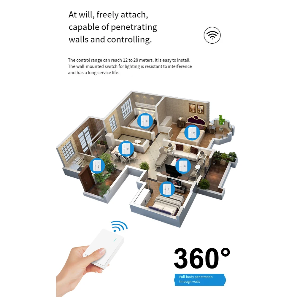Lazy Switch Smart Light Switch Anti-Interference Design Compact Size Hassle-Free Installation Long Range Operation