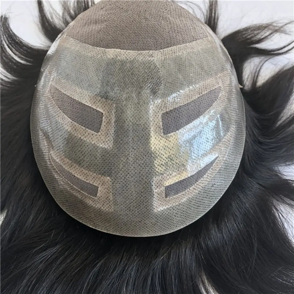 نظام استبدال الشعر البشري للرجال OCK مقاس 8 × 10 بوصة - دانتيل فرنسي مسامي مع قاعدة من الدانتيل + PU #4