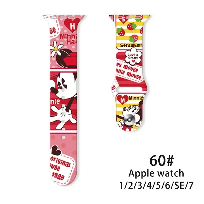 Disney Mickey Mouse Cartoon Strap for Apple Watch Band 42mm 44mm 38mm 40mm Silicone Watchband IWatch 3 5 6 4 7 SE Wristband Cute