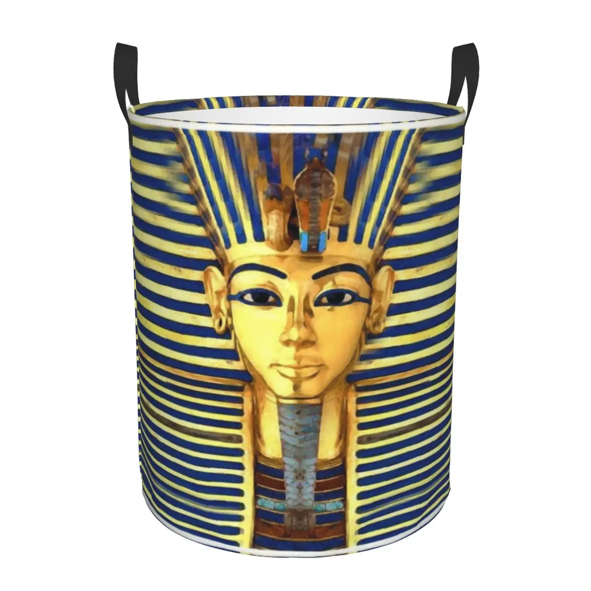 Custom Pharaoh King Tut Gold Lapis Laundry Basket Collapsible Egypt Egyptian Clothes Hamper for Nursery Kids Toys Storage Bin