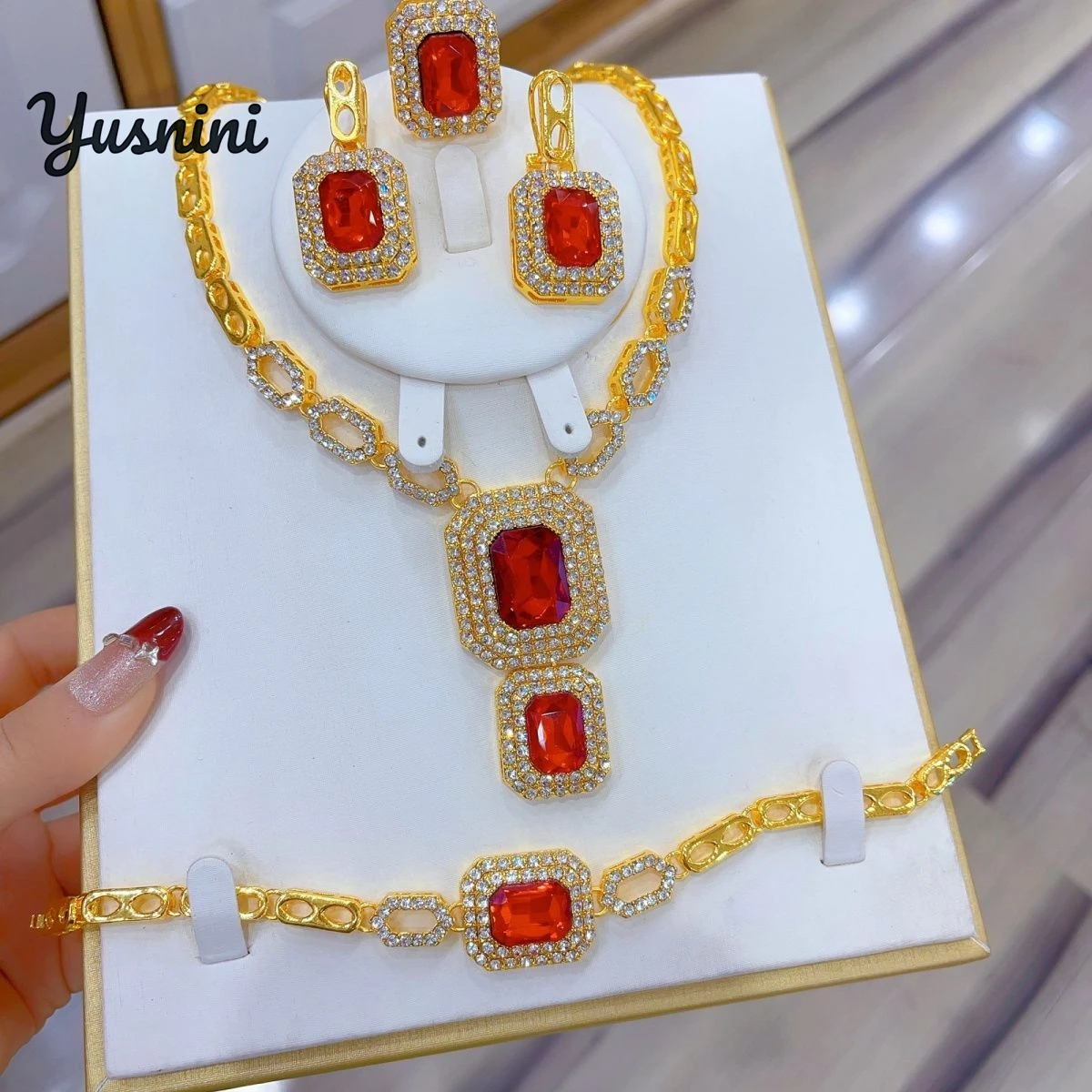 

Fashion New European 24K Gold Plated High end Customized Necklace Earrings Ring Bracelets Wedding Jewelry Set for Lovers DD10778