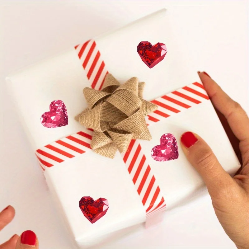 Red&Pink Diamond-patterned Heart Stickers for Home/Engagement/RoomDecor, share with Lovers, Family and Friends in Special Day
