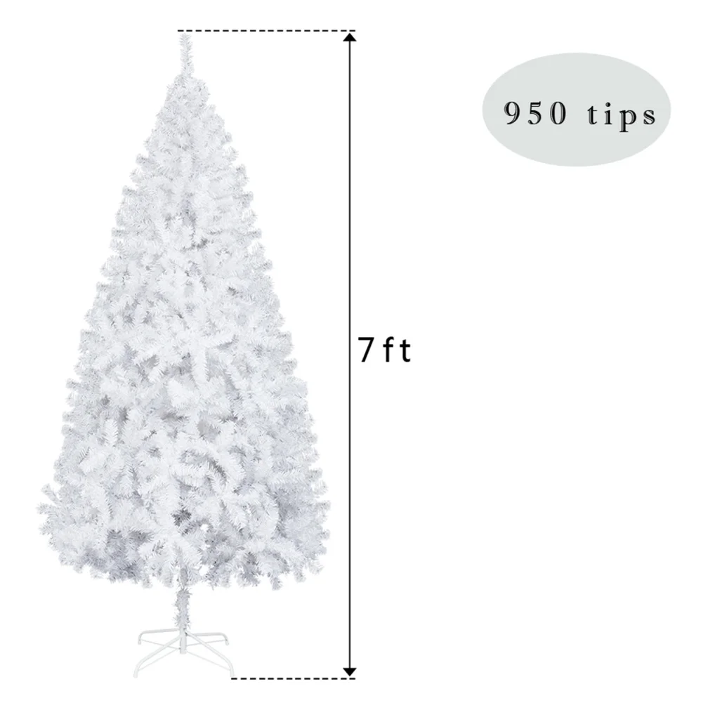 7ft Christmas Tree Artificial Pvc Branch Iron Stand Xmas Pine Tree For Indoor Outdoor Holiday Decoration Us Plug