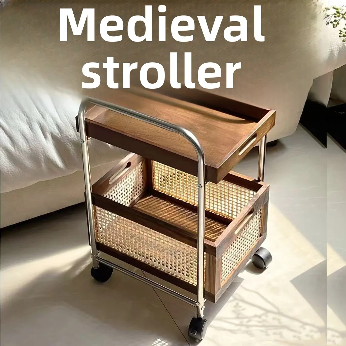 

trolley home decoration double shelf snack washstand floor-to-ceiling zen heart home free installation wooden Nordic style