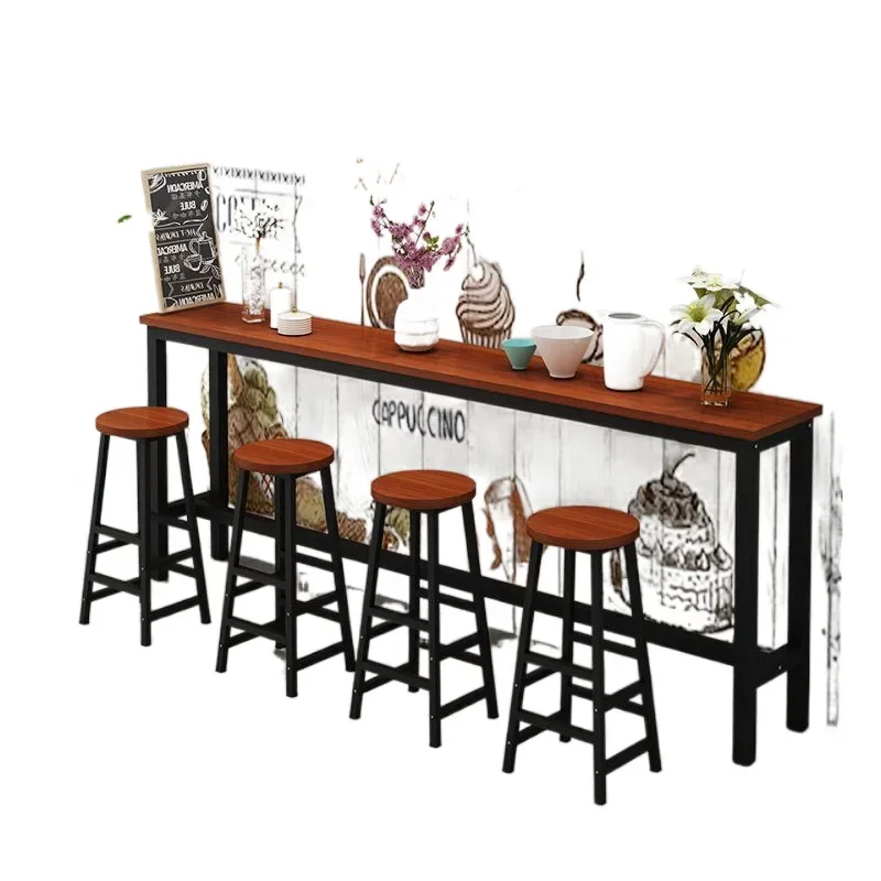 

Wall bar, chair high table, simple household living room balcony, long table milk tea shop chair combination