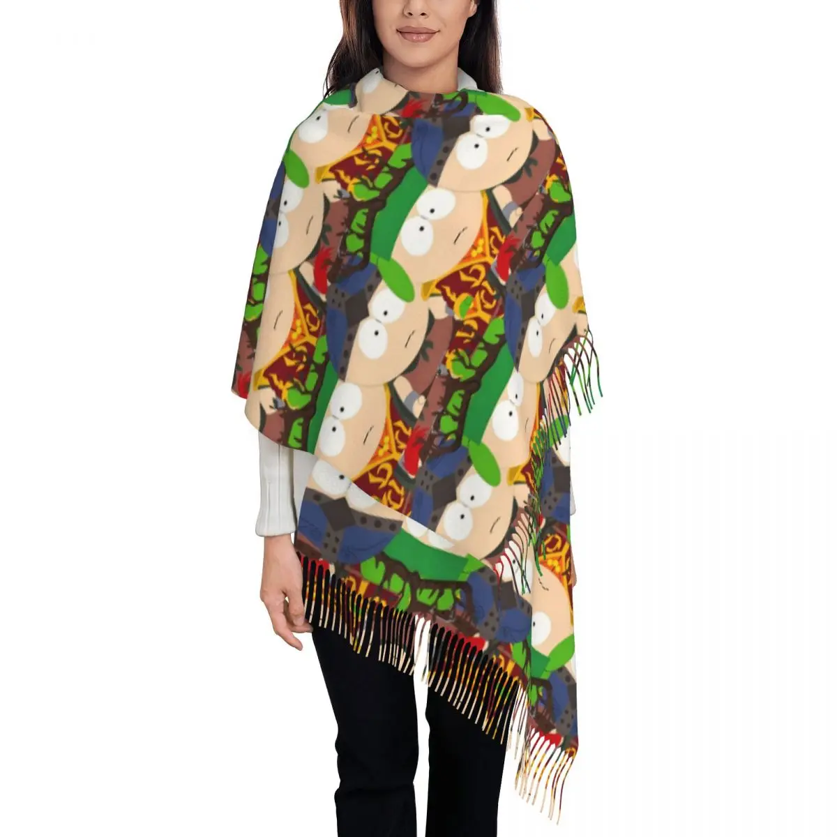 

South Park Stan Marshwalker Tassel Scarf Women Soft High Jew Elf King Shawl Wrap Lady Winter Fall Scarves