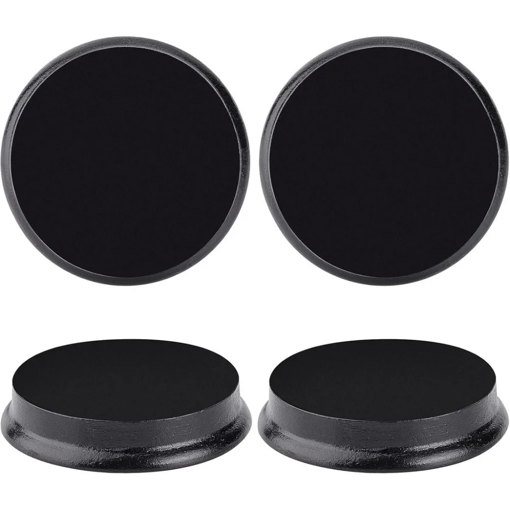 4 pcs Round Model Wood Bases 2.52x0.47inch Black Lacquer Surface Round Wooden Plaque Flat Wood Bases for Model Clay or Pottery