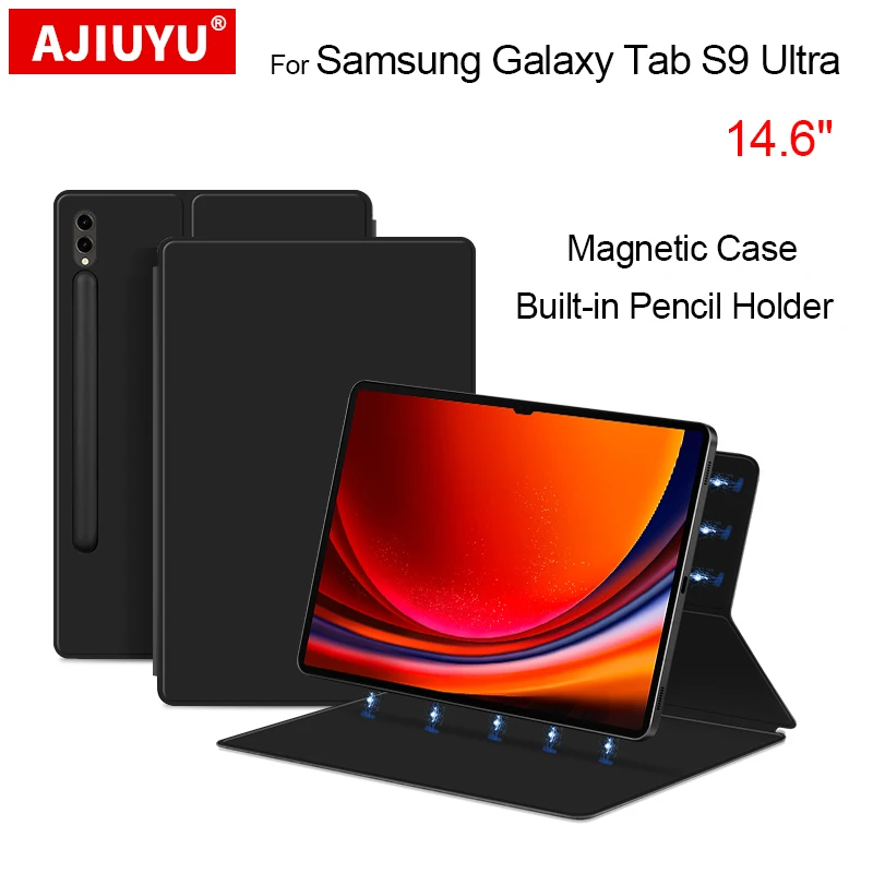 AJIUYU Magnetic Tablet Case For Samsung Galaxy Tab S9 ultra 14.6 SM-X910 X916B X918U Ultra Thin Smart Protective Case Book Cover