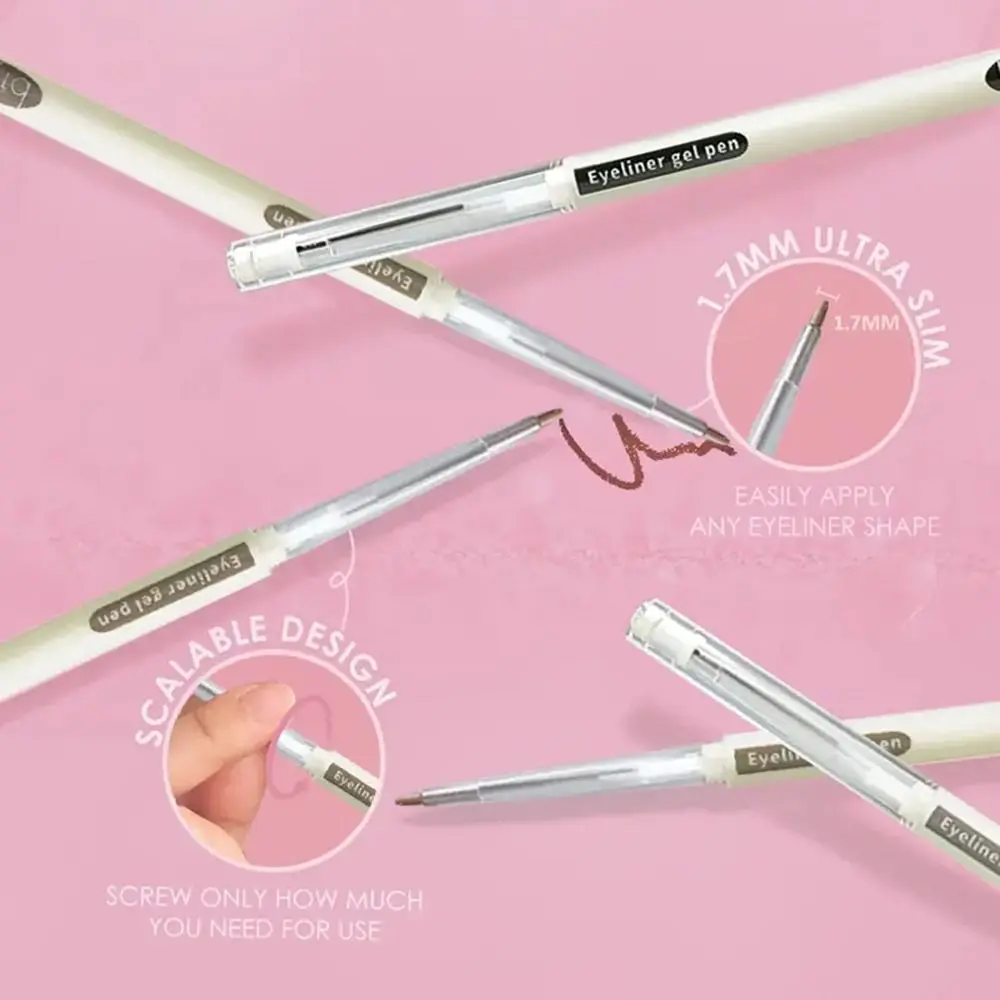 防水、汚れ防止ジェルアイライナーペンシル、長持ち＆高発色、精密な三角形のディテールアイライナーペン