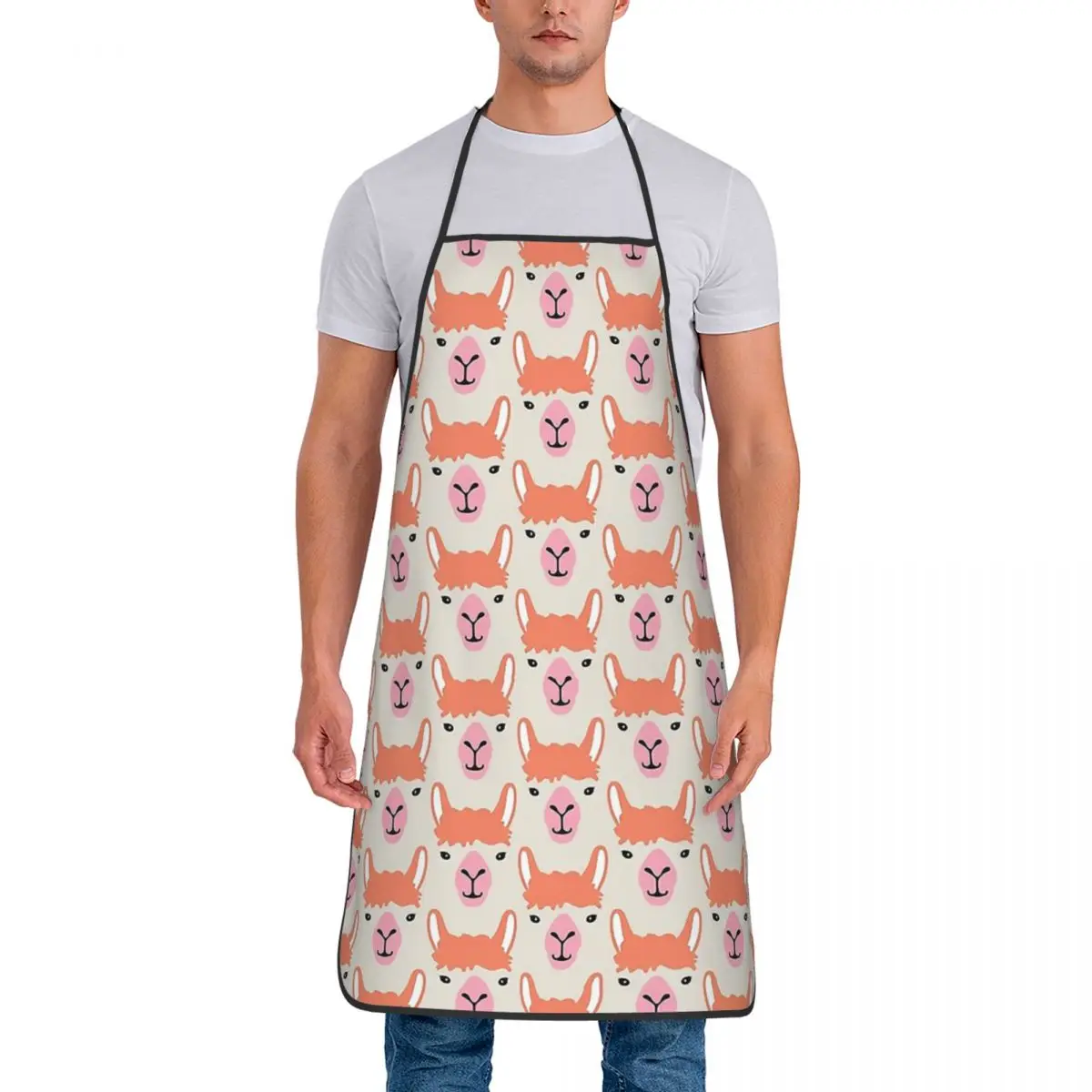 Custom Bib Llama Alpaca Cute Funny Animal Aprons for Men Women Unisex Adult Chef Kitchen Llama Portrait Tablier Cuisine Painting