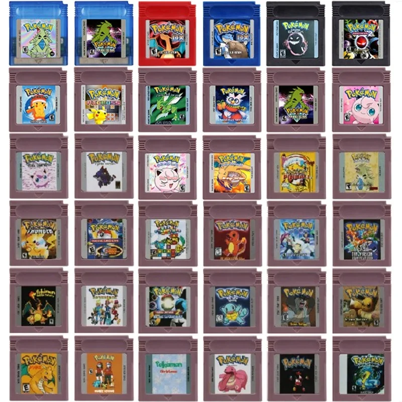 GBC Game Cartridge Red Blue DX Prism Pokemon Series 16 Bit Video Game Console Creepy Black Cock Pink Picross