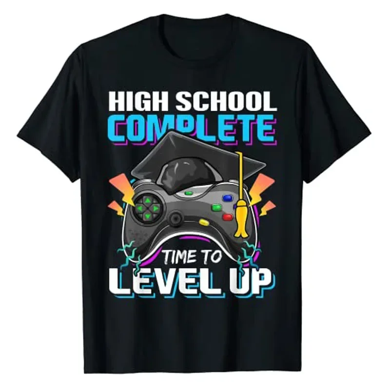 2024 Video Gamer Graduate Tee Funny Holiday Clothes High School Level Complete Class of Graduation Gift Boy T-Shirt Senior