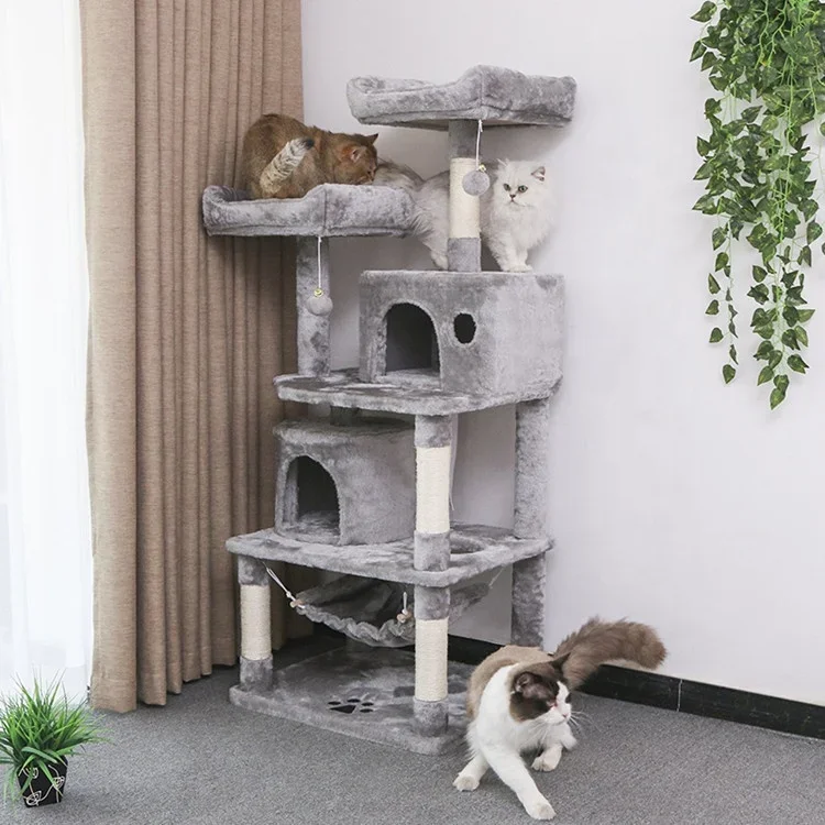 Large Multi-Level Cat Tree Condo Furniture Cat Tower Wood Cat Scratcher Tower