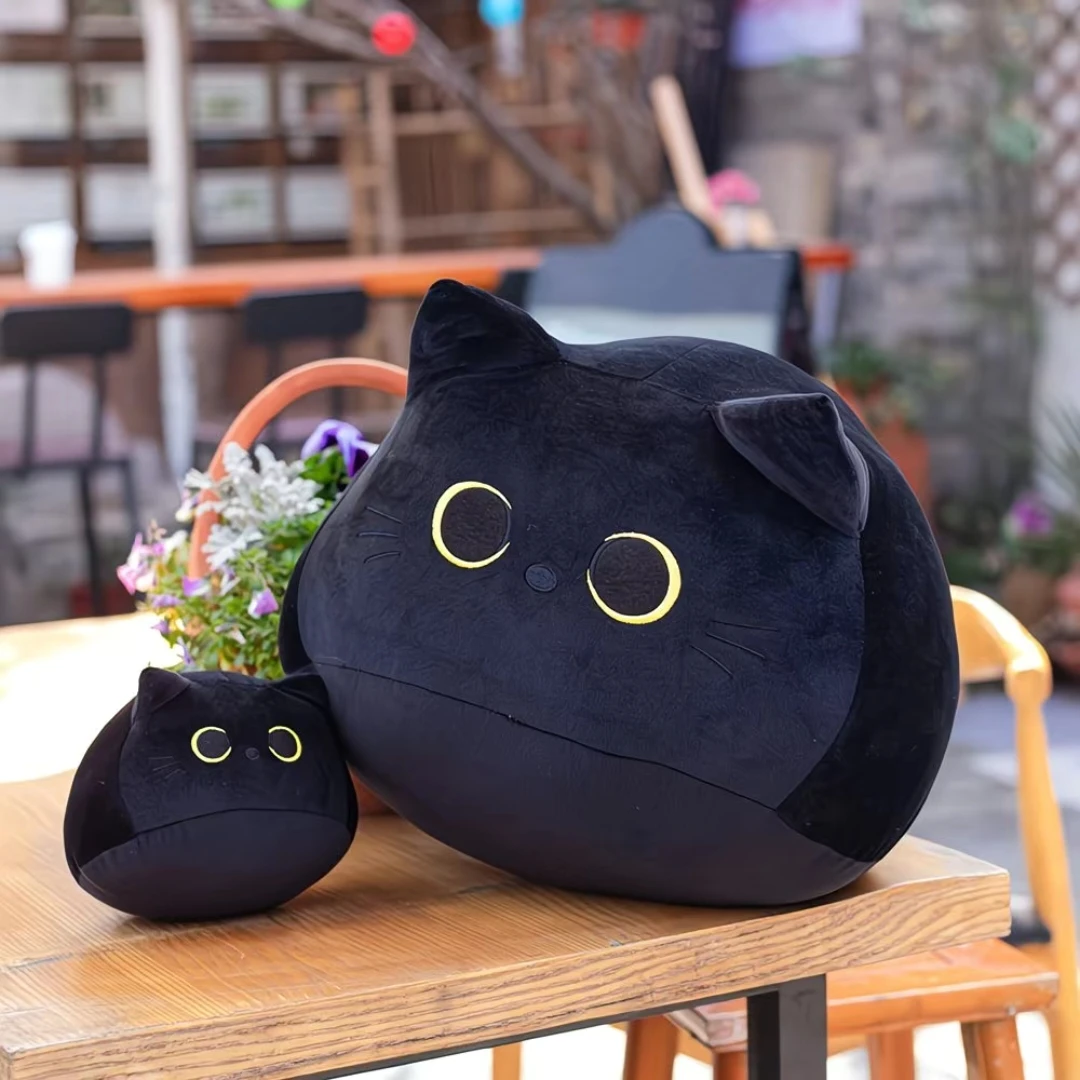 15/25CM Kawaii Black Cat Plush Doll High Quality Plump Cartoon Animal Pendant Cute Pillow Cushion Toy for Girl Gift Plushie Toys