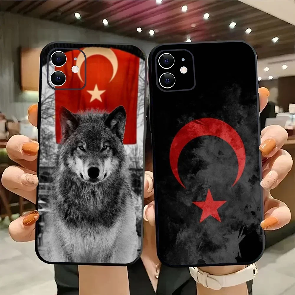 1pc Turk Wolf Turkey Flag Phone Case Silicone Soft For IPhone 16 15 14 13 12 11 Plus Pro Max Plus