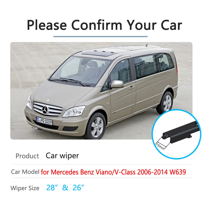 For Mercedes Benz Vito V-Class Viano Valente Metris W639 2006~2014 Windscreen Wipers Car Accessories 2007 2008 Car Wiper Blades