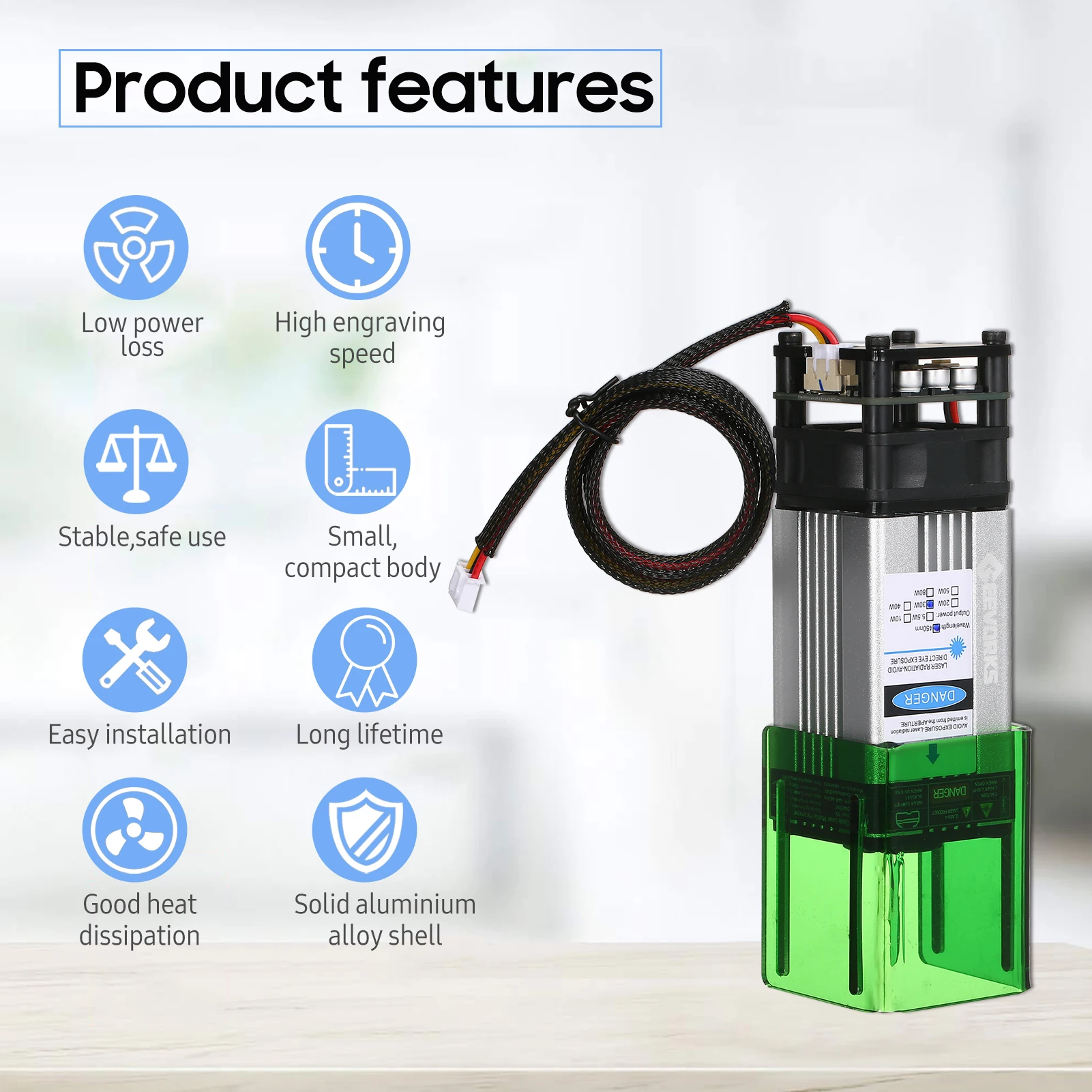 Geevorks 450nm10W Laser Module with Protective Cover Adjustable Focal Length Laser Engraving Head High Speed Laser Engraver Cutt