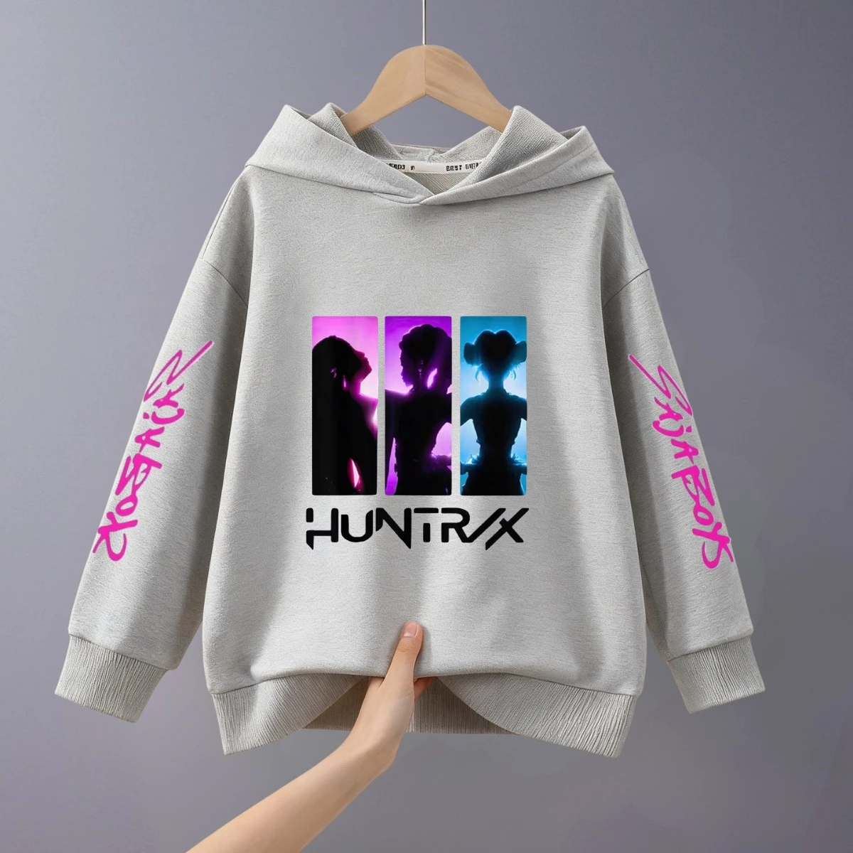 

KPop Demon Hunters Huntrix Kids Hoodies Children's Clothes Popular Fashion Girl Boy Long Sleeve Hooded Sweatshirt Spring Autumn