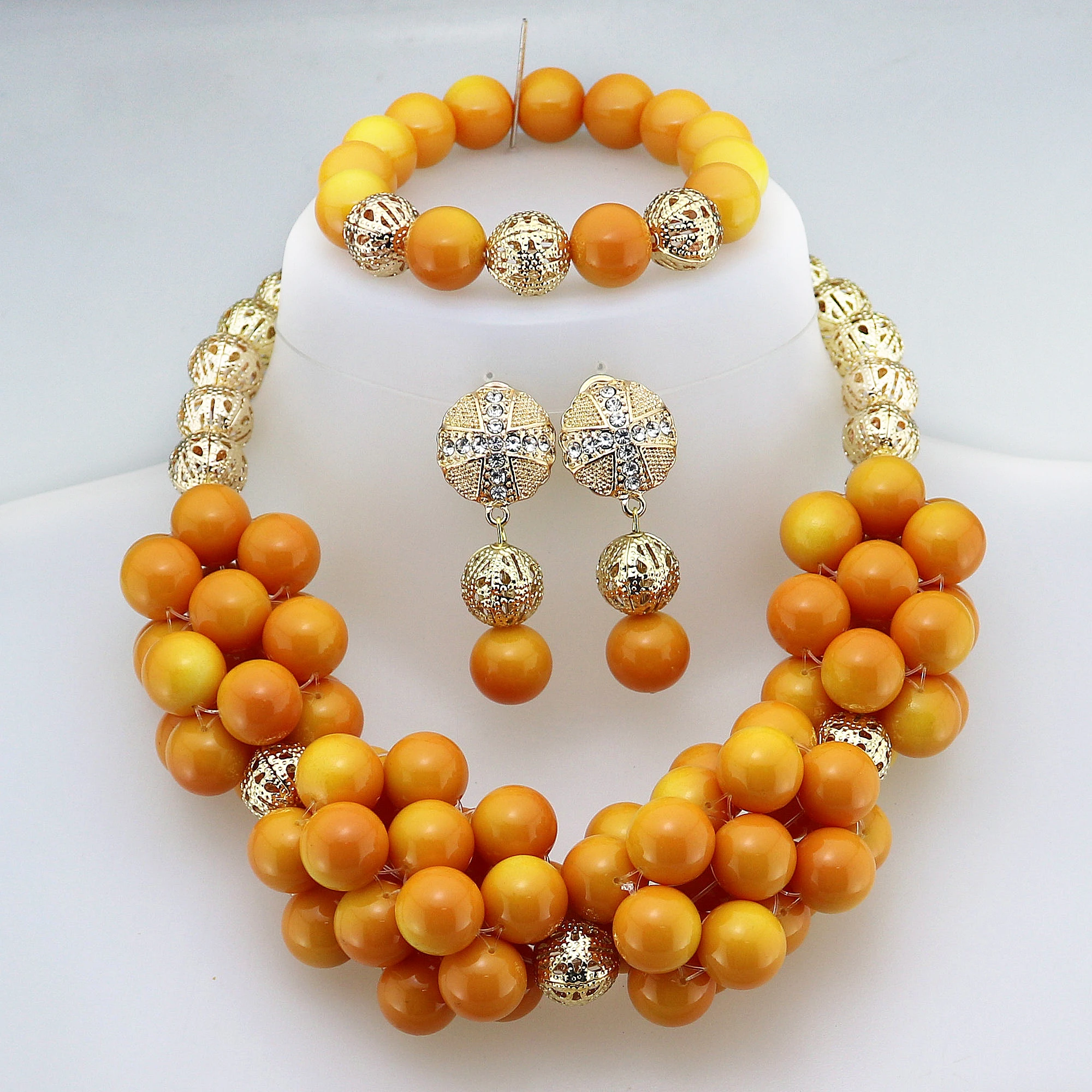 

Fashion Wedding Beads Necklace White Artificial Glass Bridal Jewelry Sets African Beads Jewelry Set XK-00298