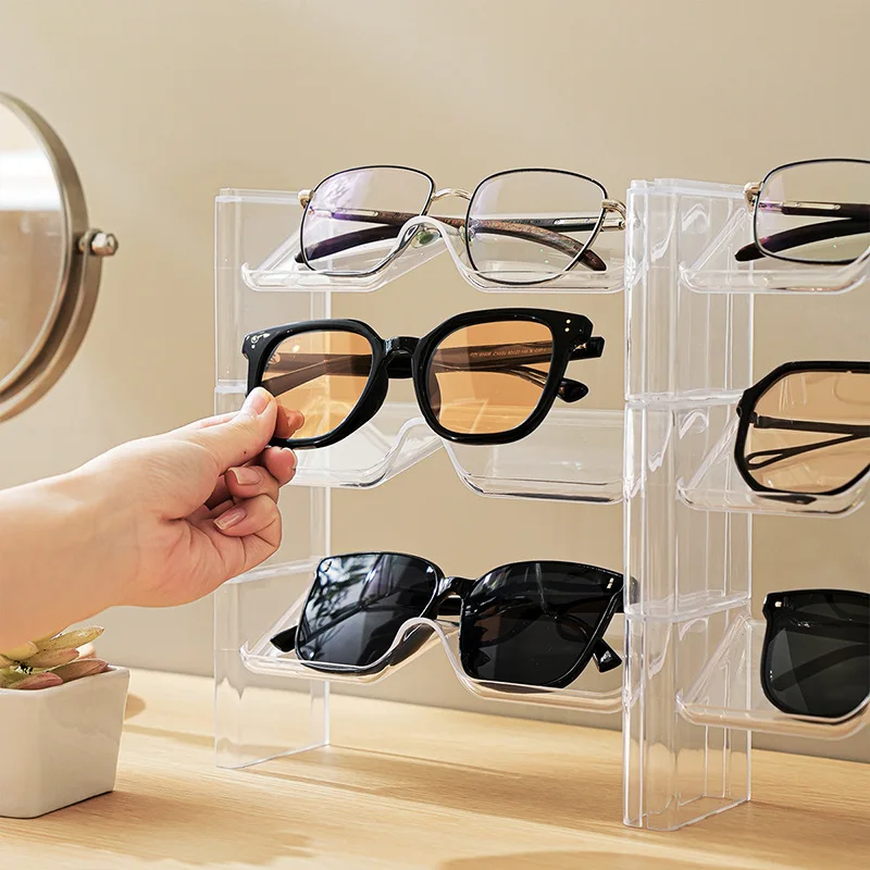 1/2Pcs Glasses Display Cabinet Storage Box Wall Mounted Desktop Perforated Free Sunglasses Storage Rack Organizer Home Tidying