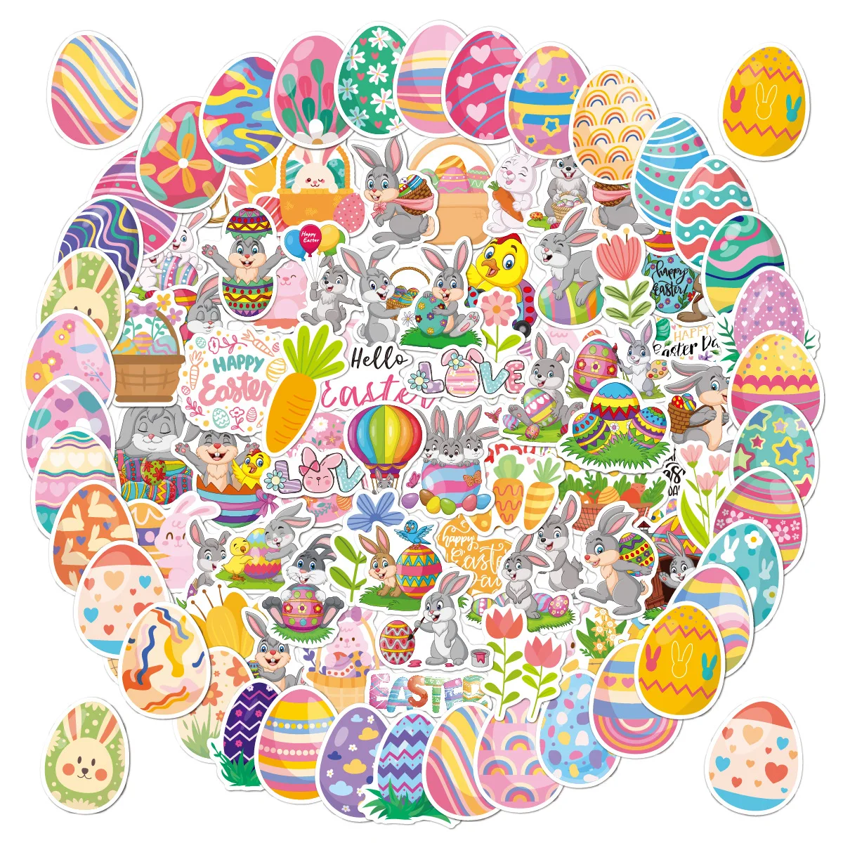 

50Pcs Easter Stickers Festival Gift Packaging Decoration Egg Rabbit Easter Stickers