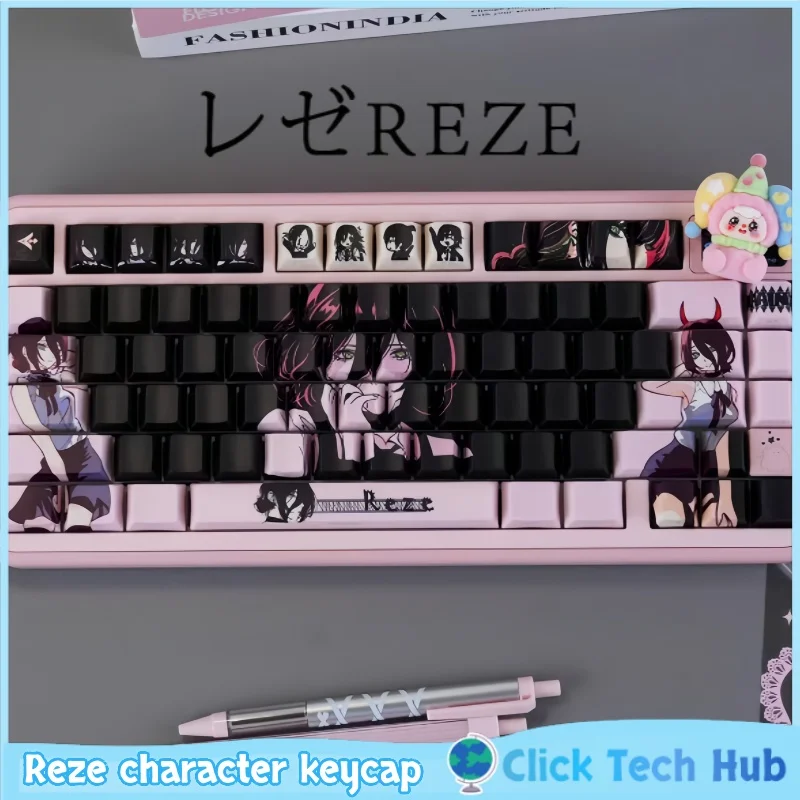 

Reze Character Keycap Chainsaw Man Animation Side Carved Light Permeable Cherry Highly Sublimated Mechanical Keyboard Key Cap