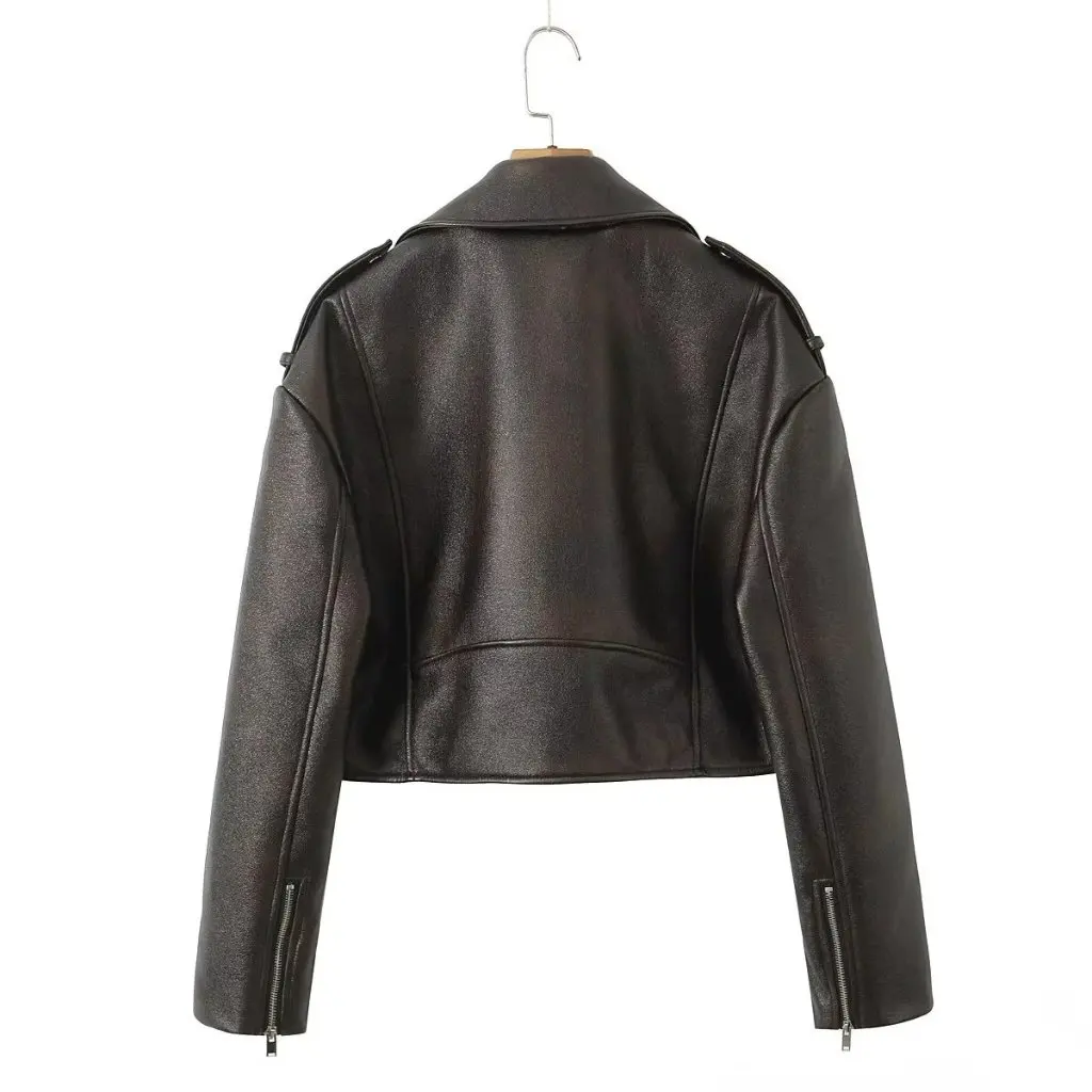Slim Leather Women's Short Coat PU Jacket Korean Motorcycle Style Spring Fashion Outerwear for Ladies