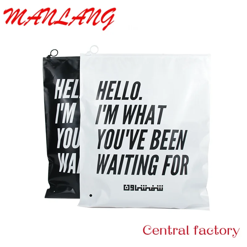 Custom  Custom logo printed eco friendly ziplock garment black packaging bag with zipper clothes PE Clothing plastic bags