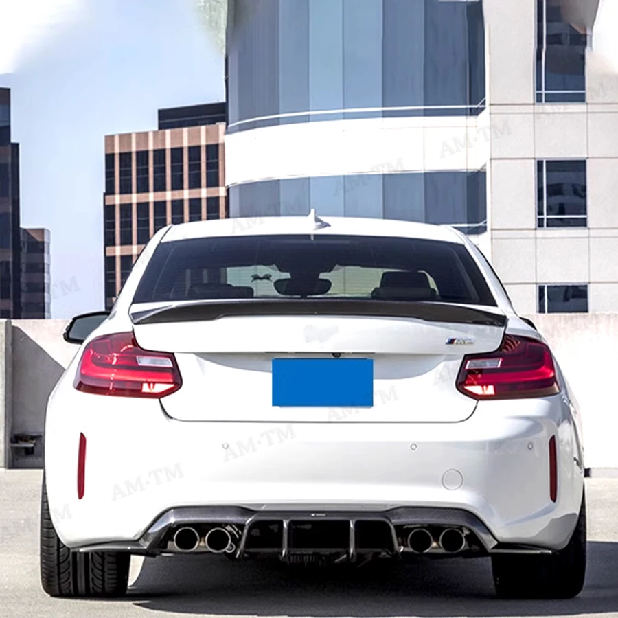 For BMW M2 F87 M2C 2014-2021 High quality V Style Carbon Fiber Rear Lip Diffuser Back Bumper Spoiler Diffuser Body Kit