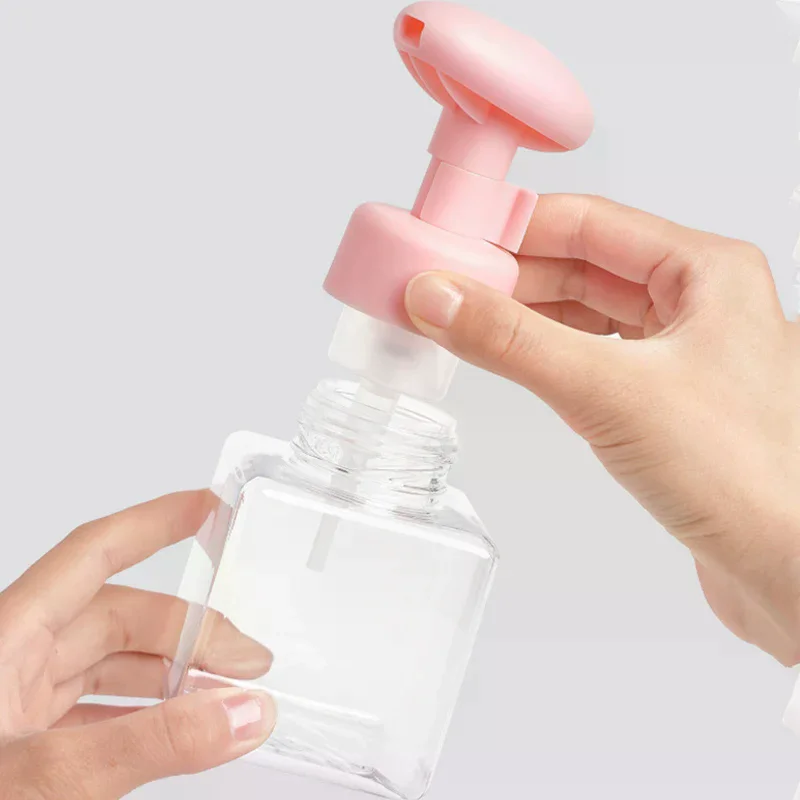 Bottiglia quadrata trasparente da 250 ml Sapone liquido Mousse montata Punti Imbottigliamento Shampoo Lozione Gel doccia Bottiglie con pompa per dispenser di sapone