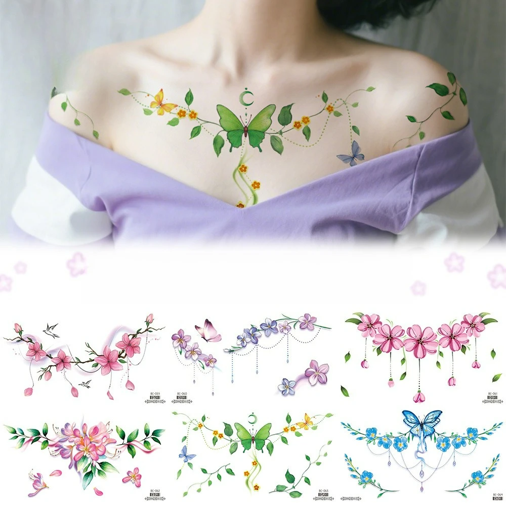 

New chest flower Temporary Tattoos,Tattoo Stickers,Waterproof Long-Lasting,Fake Tattoo for Women