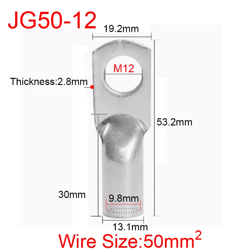 JG25/35/50-6/8/10/12/14 4/2/1AWG 25/35/50mm2 Marine Kupfer Elektrische Draht Kabel Ring Kabel End Lug Stecker Schraube Crimp Terminal