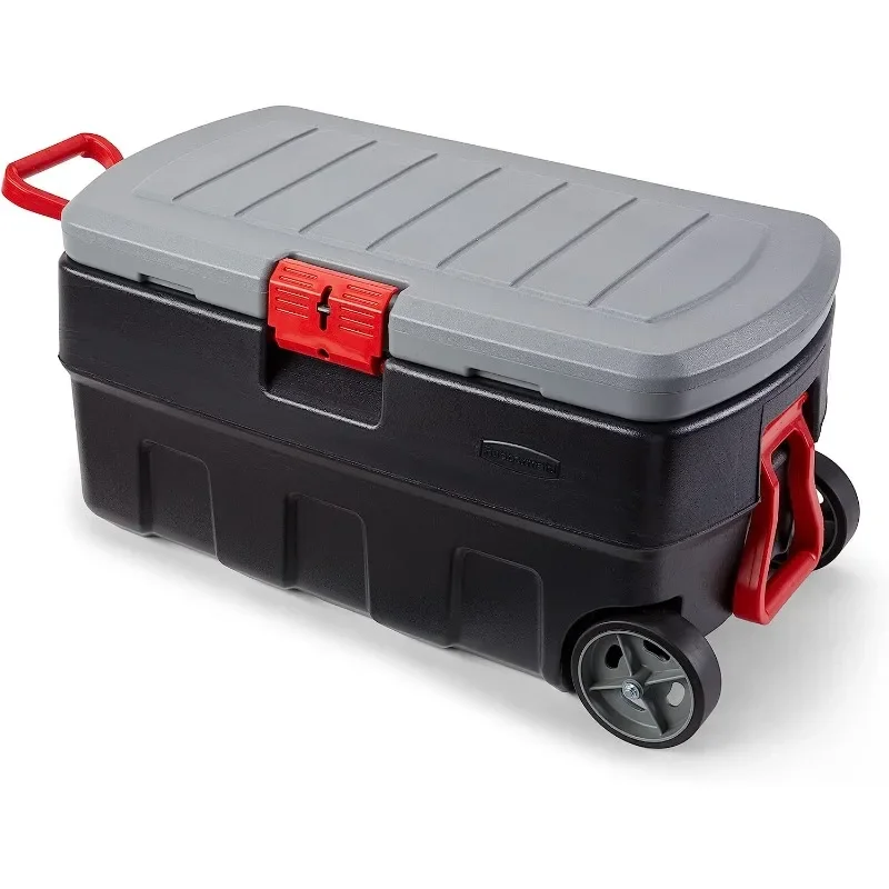 

Rubbermaid ActionPacker 35 Gal Wheeled Lockable Storage Bin with Lid, Heavy-Duty Water Repellent Industrial Container