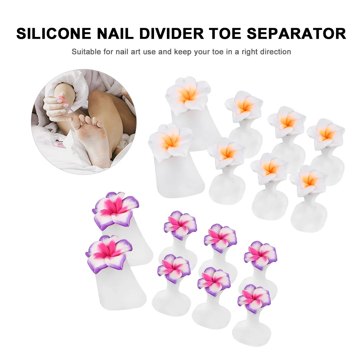 

2 Boxes Silicone Toe Separator Pedicure Corrector Foot Finger Spacers Nail Art Tool Toe Positioning Comfortable For Personal