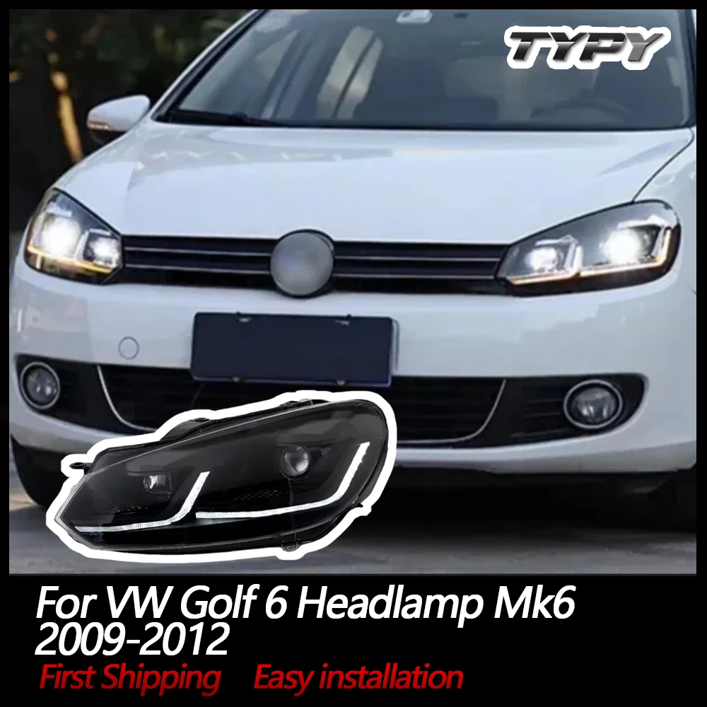 

Автомобильные фары TYPY для VW Golf 6, фары Mk6 2009-2012, светодиодные фары для проектора, дневные ходовые огни, автомобильные аксессуары