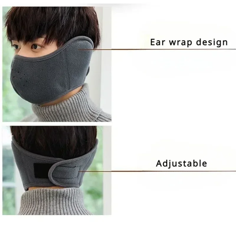 Winter Unisex Breathable Holes Mask Cold-Proof Thermal Mask Earmuffs Two-In-One Wrap Band Ear Warmer Outdoor Riding Ear Muff