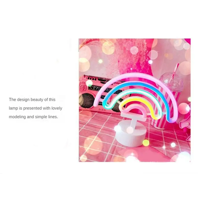 Rainbow Led Night Lamp Girls Bedroom Warm Night Light Room Decoration 3D Acrylic Table Desk Lamp