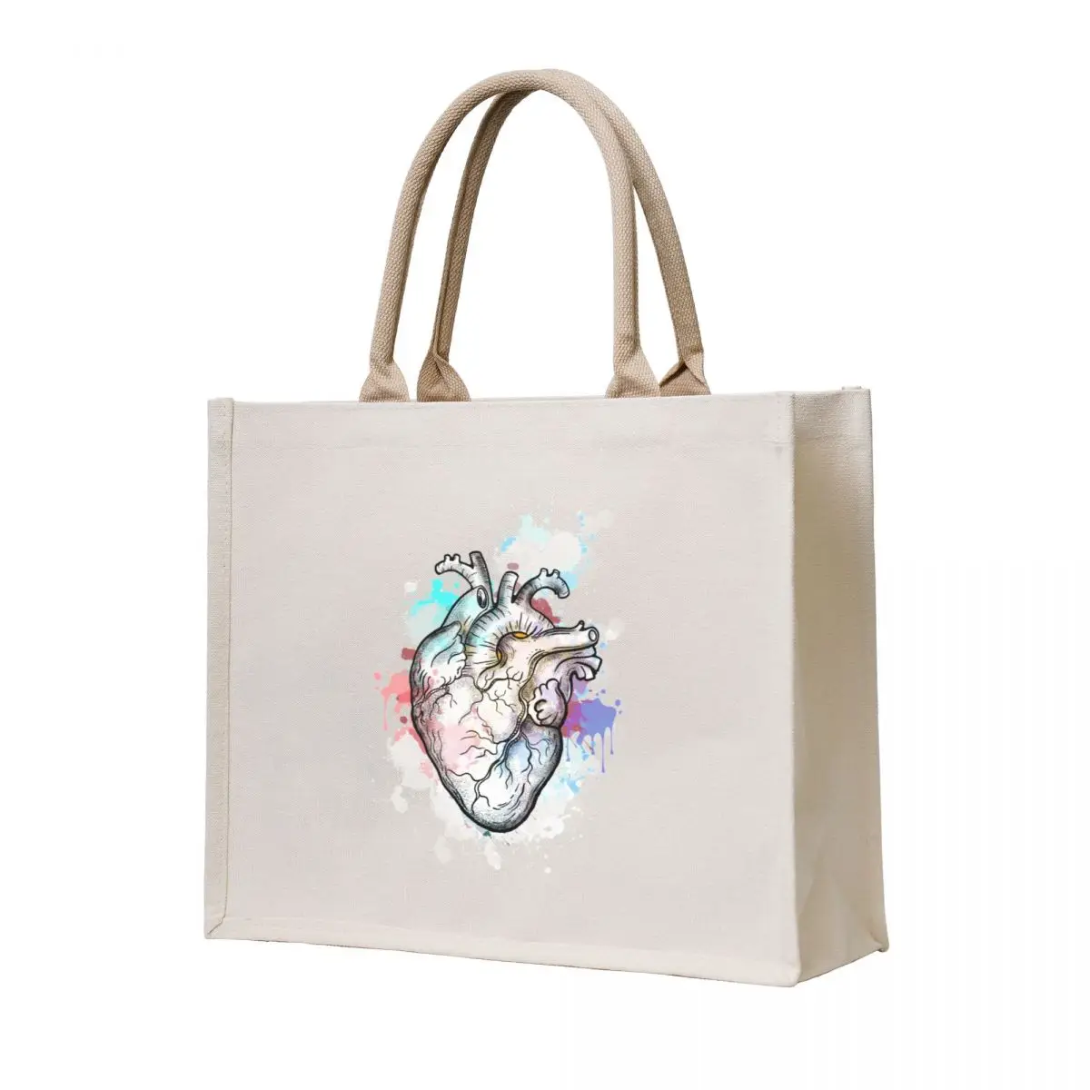 

Watercolor human heart, black and color, anatomy art Tote Bag Handbags women Women's shopper bag