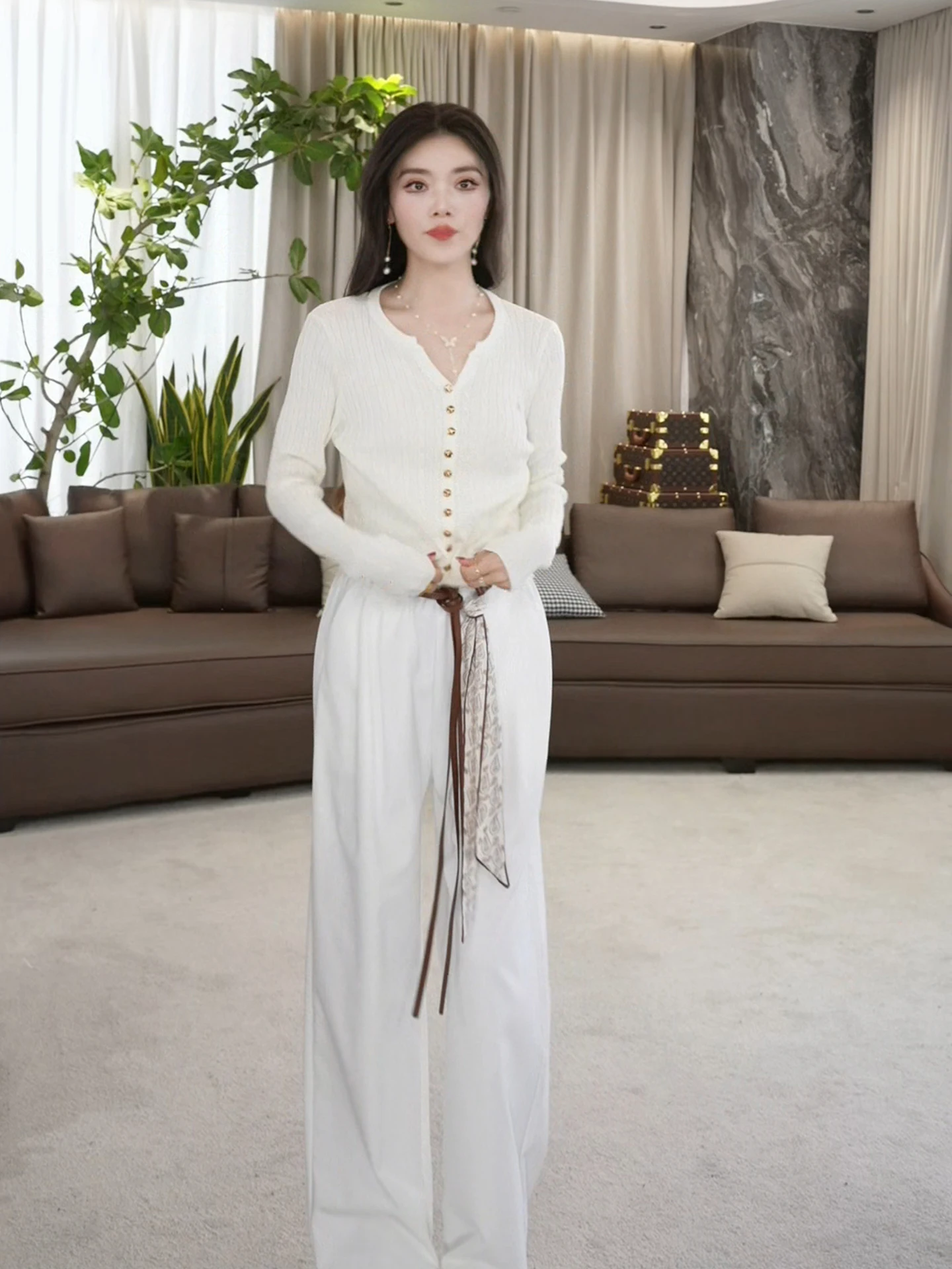 

eila V-ne Knitwear Slim Fit Long Sve Women's Base Layer irt Spring New Sle Qianyu Simple Match Faionable Casual ...