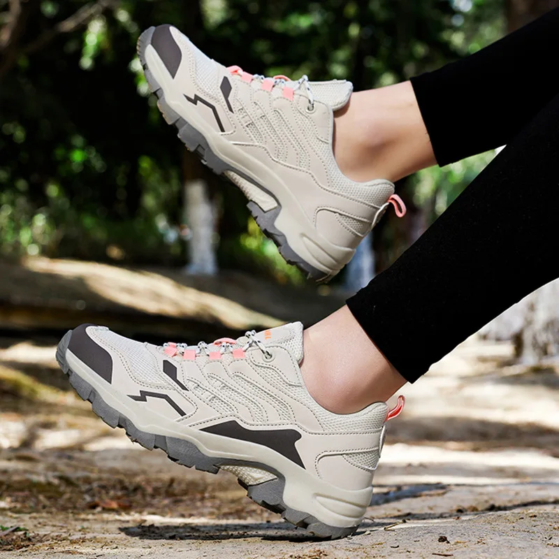 Moda masculina e feminina sapatos esportivos all-terrain botas ao ar livre malha respirável sapatos antiderrapantes anti-colisão caminhadas sapatos