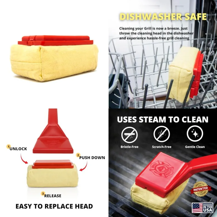 

BBQ Cleaning, Bristle Free - Durable and Unique Grill Tools for Cast Iron or Stainless-Steel Grates, Barbecue Cleaner