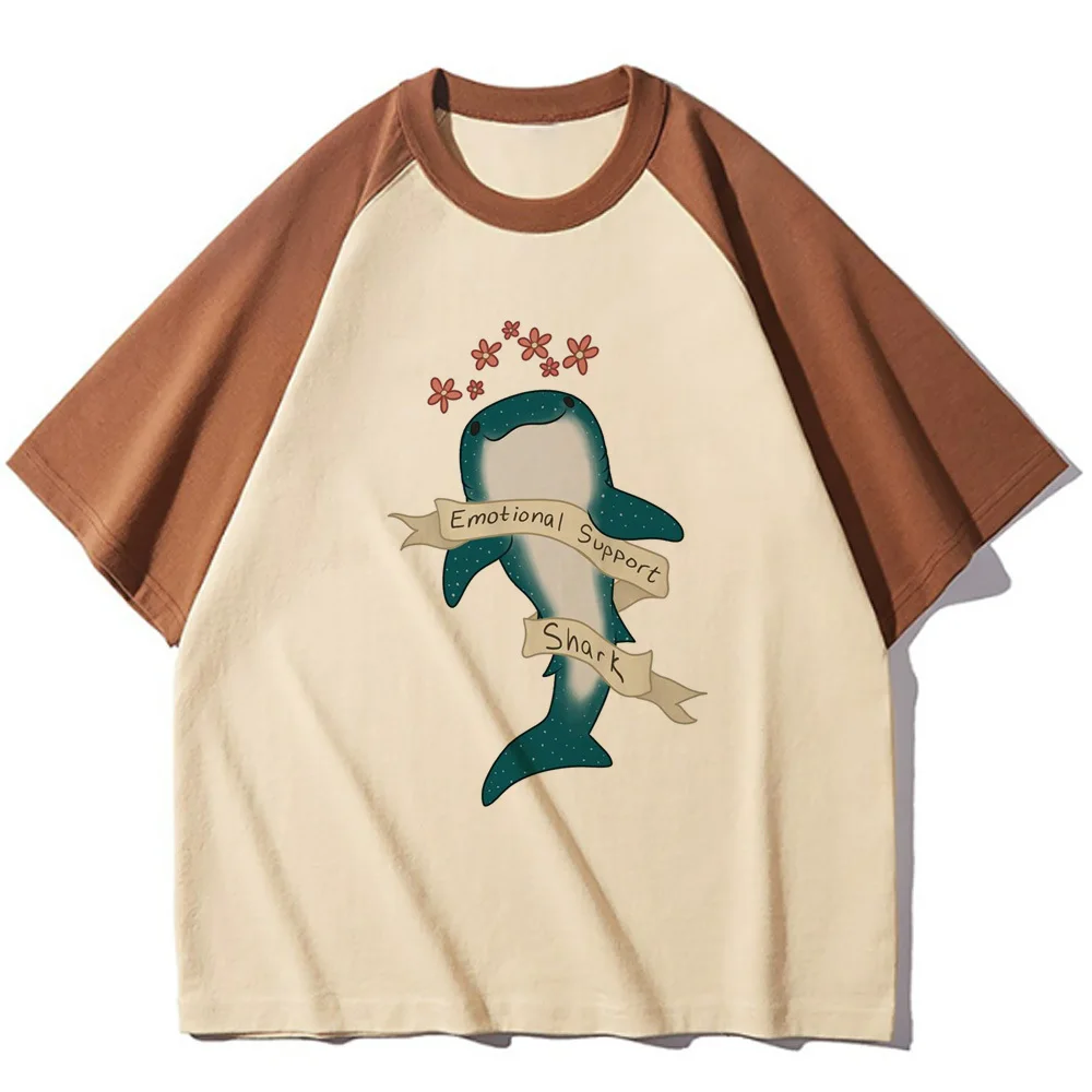 Whales t-shirts women Y2K top female funny anime clothing