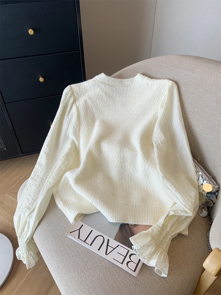 Autumn Winter Woman Vintage Old Money Mori Girl Cardigan Sweater Luxury Long Sleeve Knitwear O-neck Cute Core 2000s Aesthetic