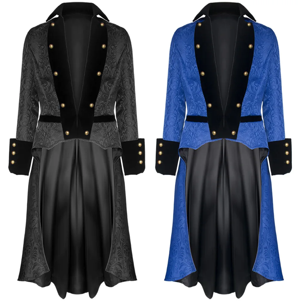 

Men's Fashion Jacket Steampunk Gothic Victorian Trench Jacket Tuxedo Gentlemat Halloween Carnival Party Cosplay Costume