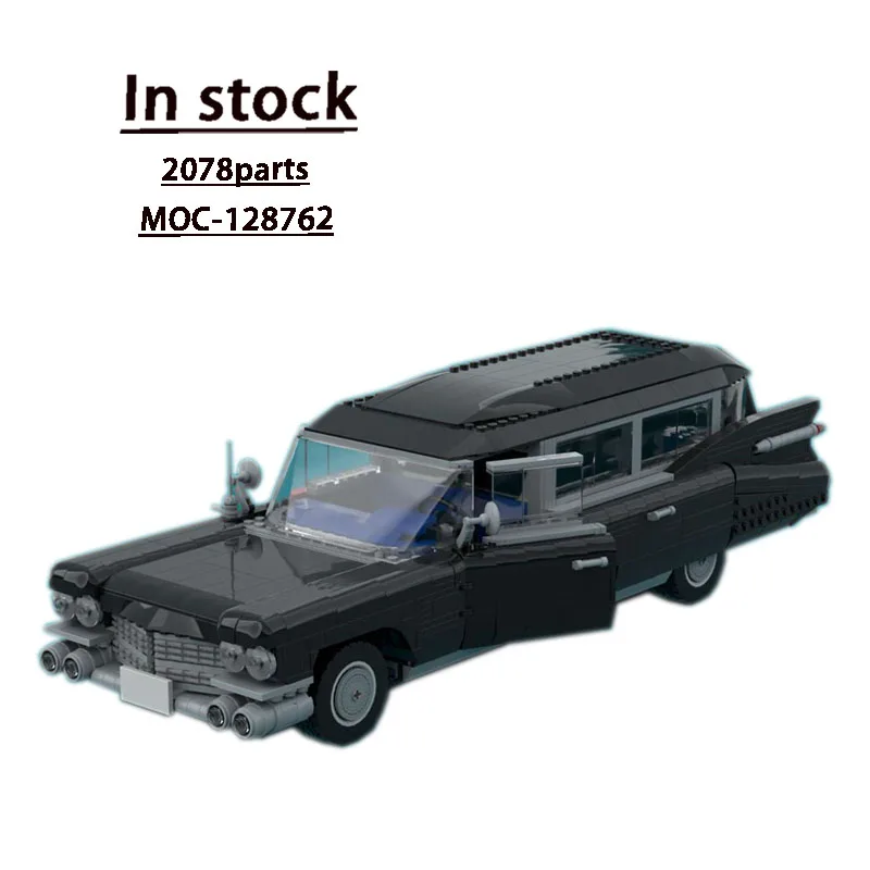 MOC-128762 Zwarte Spookauto Racen Sportwagen Bouwsteen Model2078parts Educatie Jongen Kids Kerst Bouwstenen Speelgoed Cadeau