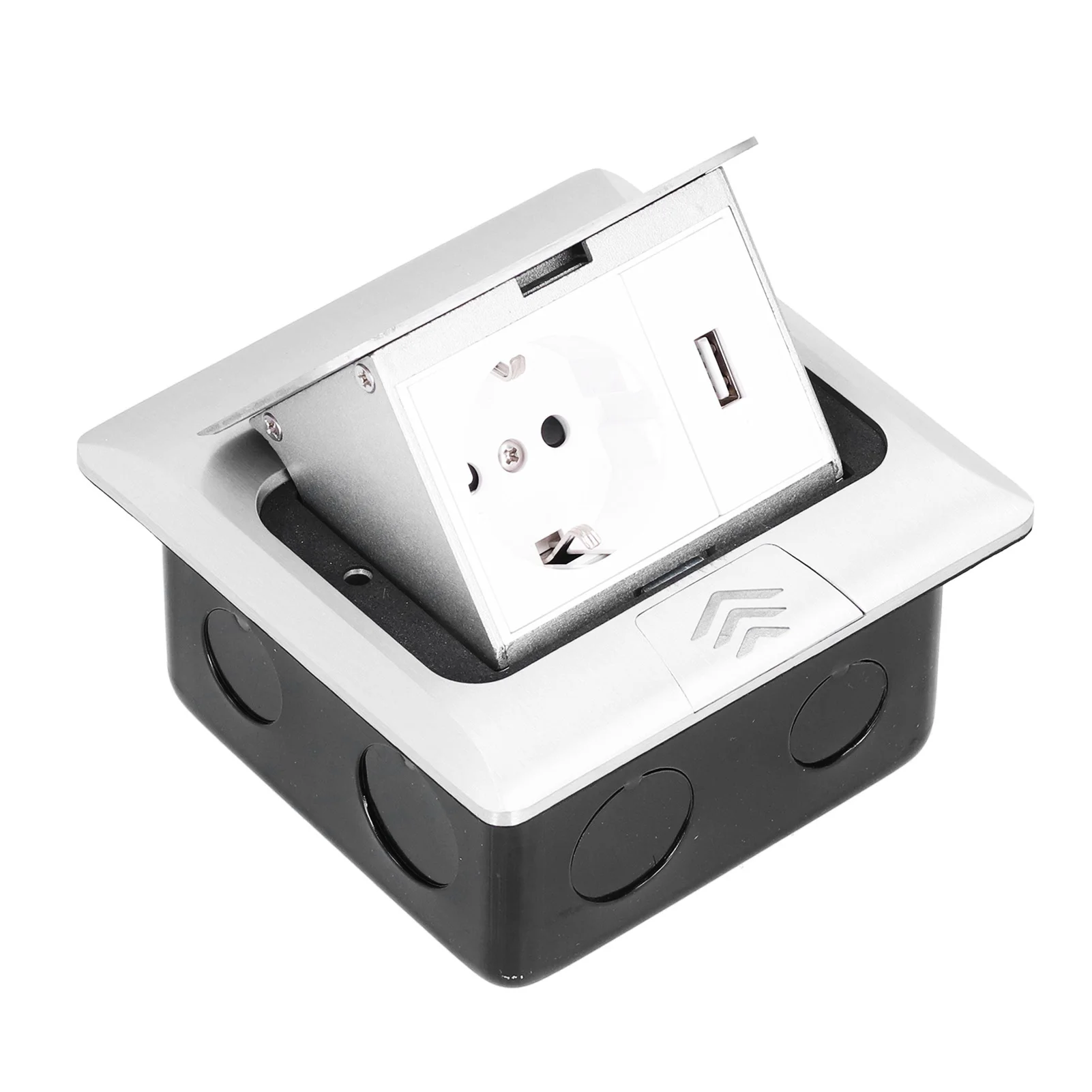 Imagen 4: Caja de enchufe de suelo, toma de corriente de suelo, caja de enchufe integrada, accesorios de alimentación USB estándar de la UE, toma de corriente de 250V 16A